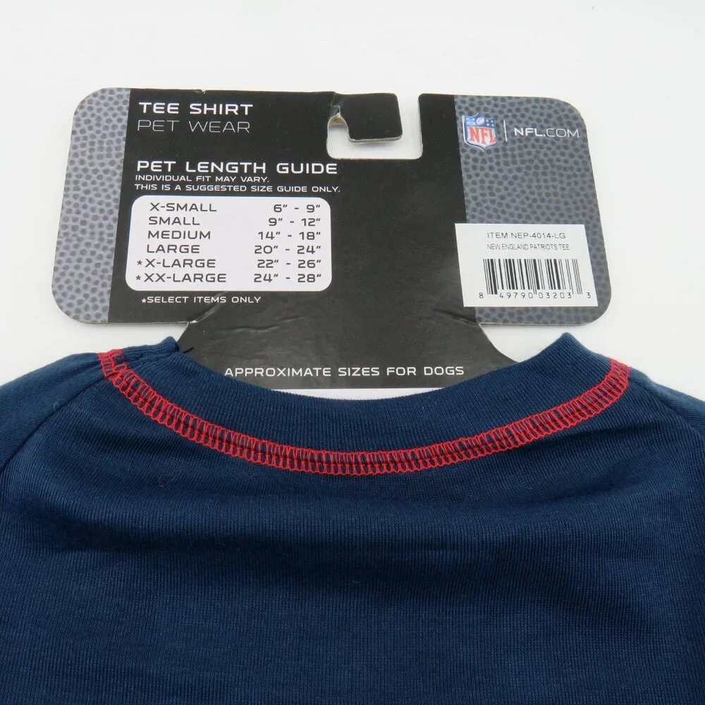 New England Patriots Pet‎ Shirt Large NFL Dog Tee Football Licensed Gear